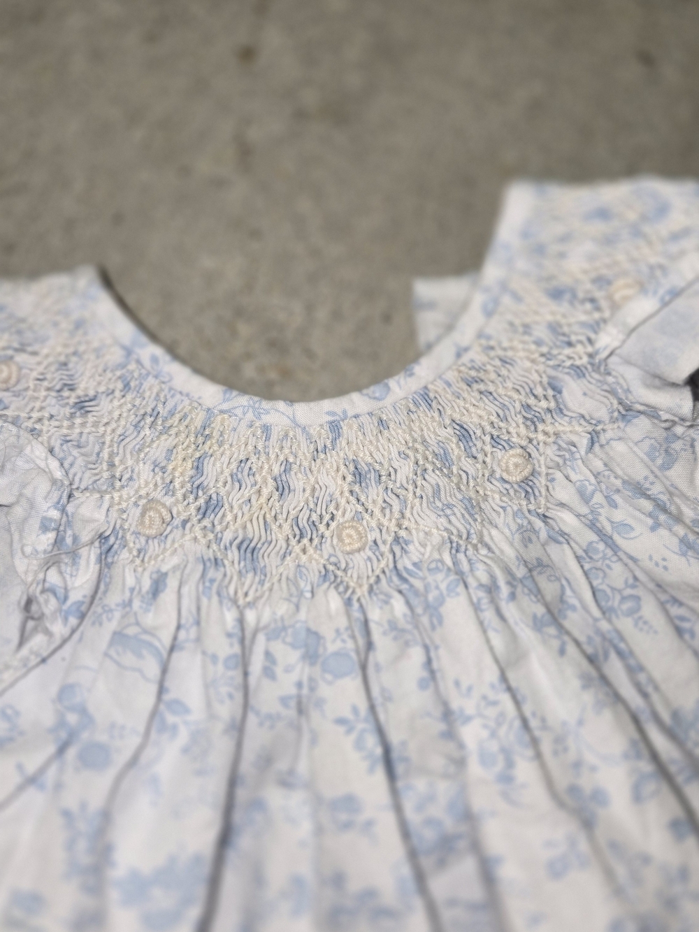 Smocked White & Light Blue Floral Girls' Casual Dress Set - Picture 3 of 3